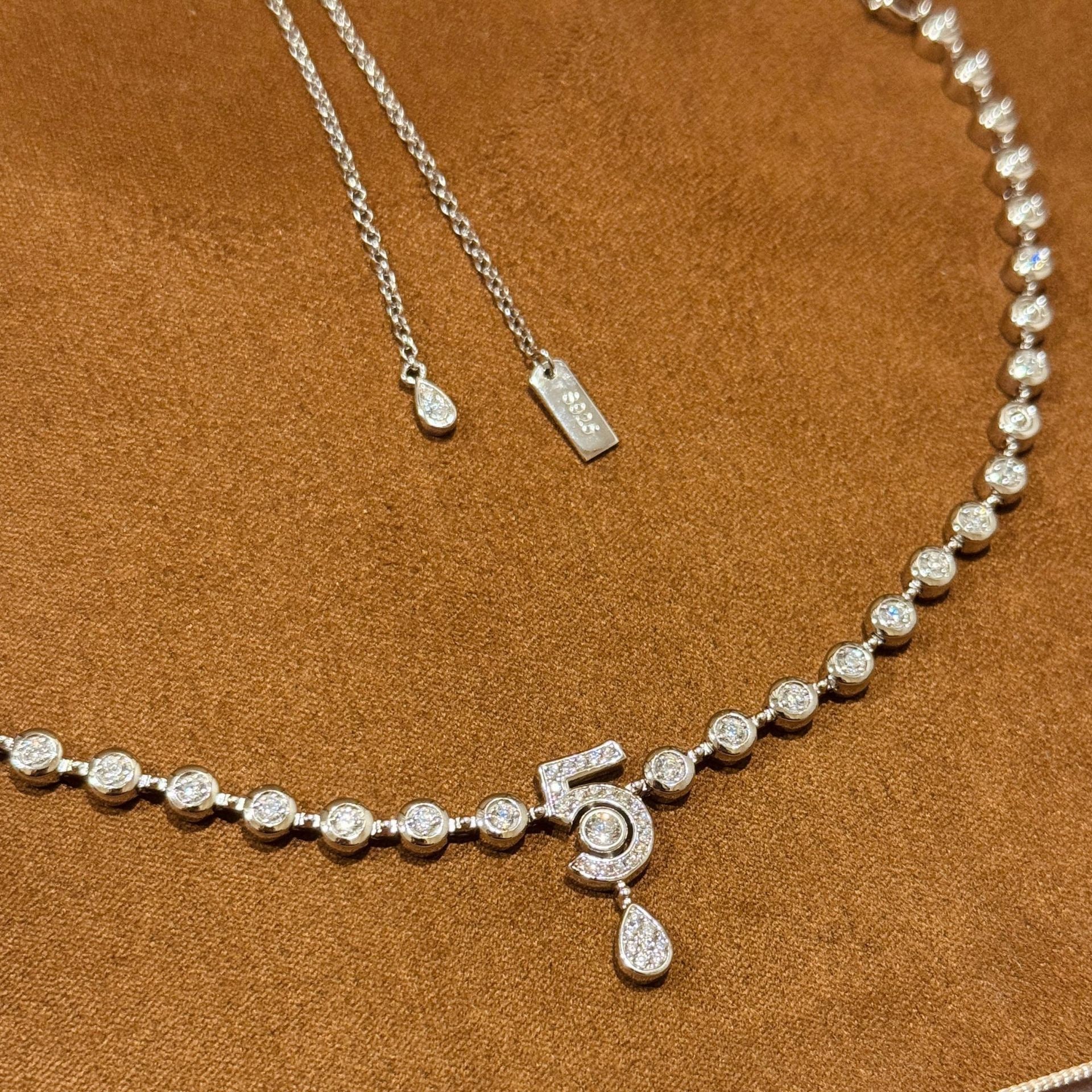 Chanel Number 5 Diamond Necklace Bracelet