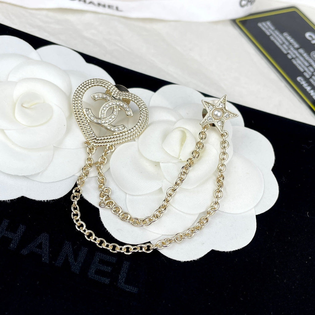 Chanel Heart Star Brooch