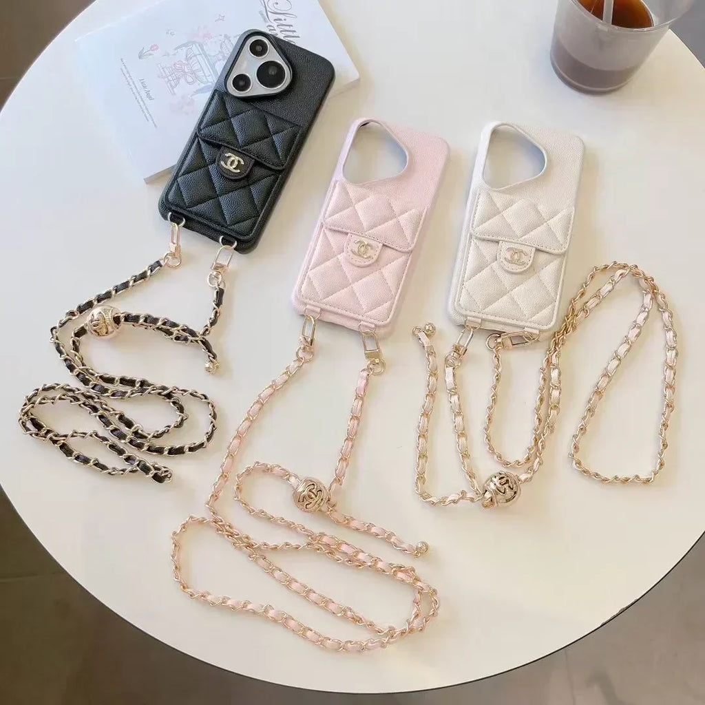 Chanel Leather Phone Case with Chain